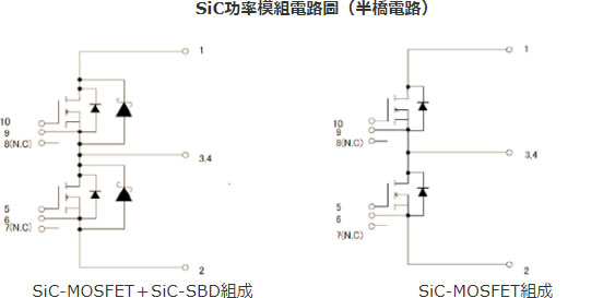 SiC功率模組電路圖（半橋電路）
