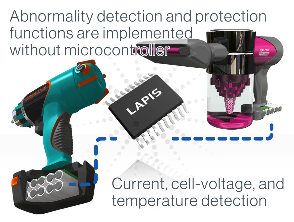 Abnormality detection and protection functions are implemented without microcontroller